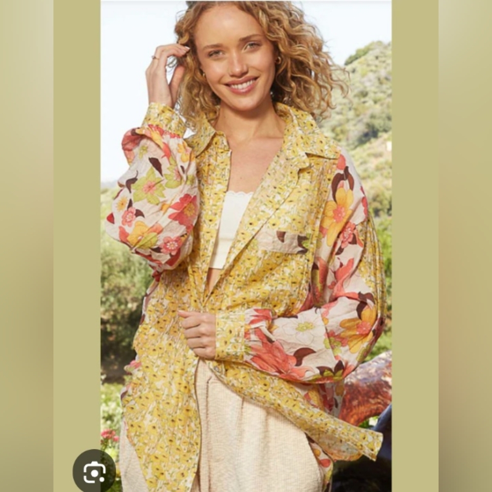 POL Floral Yellow Women's Jacket/Shirt